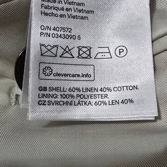 H&M Ivory Linen Blend Single Breasted Slim Fit Blazer Sz 42R - Picture 9 of 11